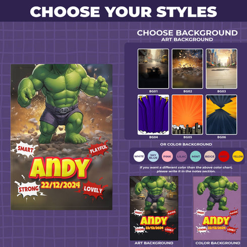 Personalized Baby Hulk Blanket – Custom Name & Date – Superhero Fleece Blanket Gift
